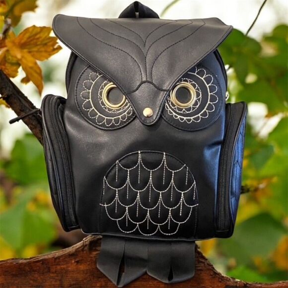 fashionable black owl-shaped backpack #6 - Picture 5 of 5